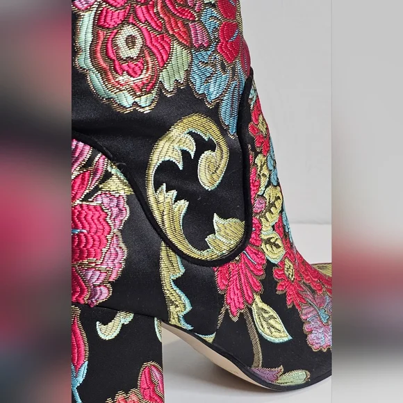 Marc Fisher Floral Embroidered Ankle Boots - Black and Multicolor - Picture 12 of 14